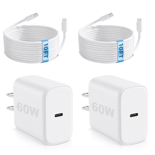 Curvologys 60W USB-C to USB-C Cable 2Pack 10FT Long Cable